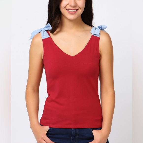 Tommy Hilfiger Tops - Tommy Hilfiger Red Tank Top with Blue Tie Straps